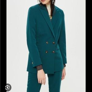 Topshop Teal Double-Breasted Blazer